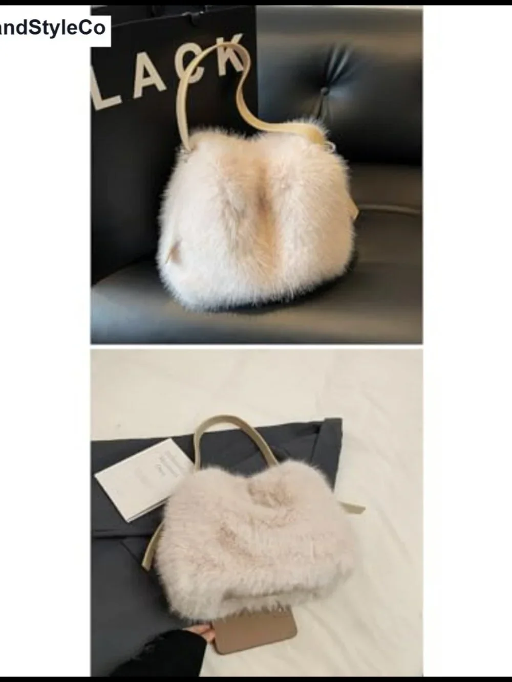 Small Faux Fox Fur Hobo Bag Furry Adjustable Strap Shoulder Bag Plush Purse